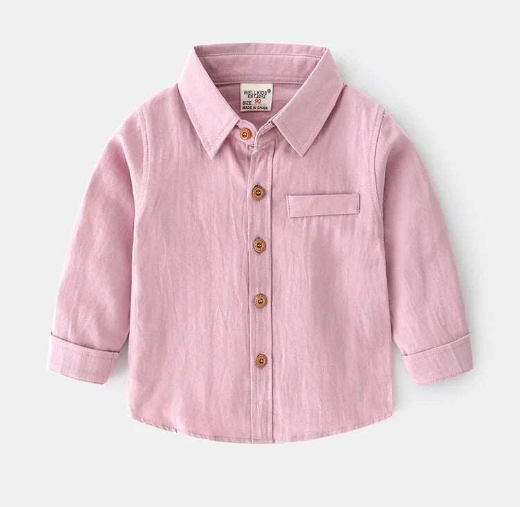 IYEAL Kids Spring Children's Clothes 2024 New Long Sleeve Boys Tops Shirt Solid Color Pure Cotton Shirt for Girl