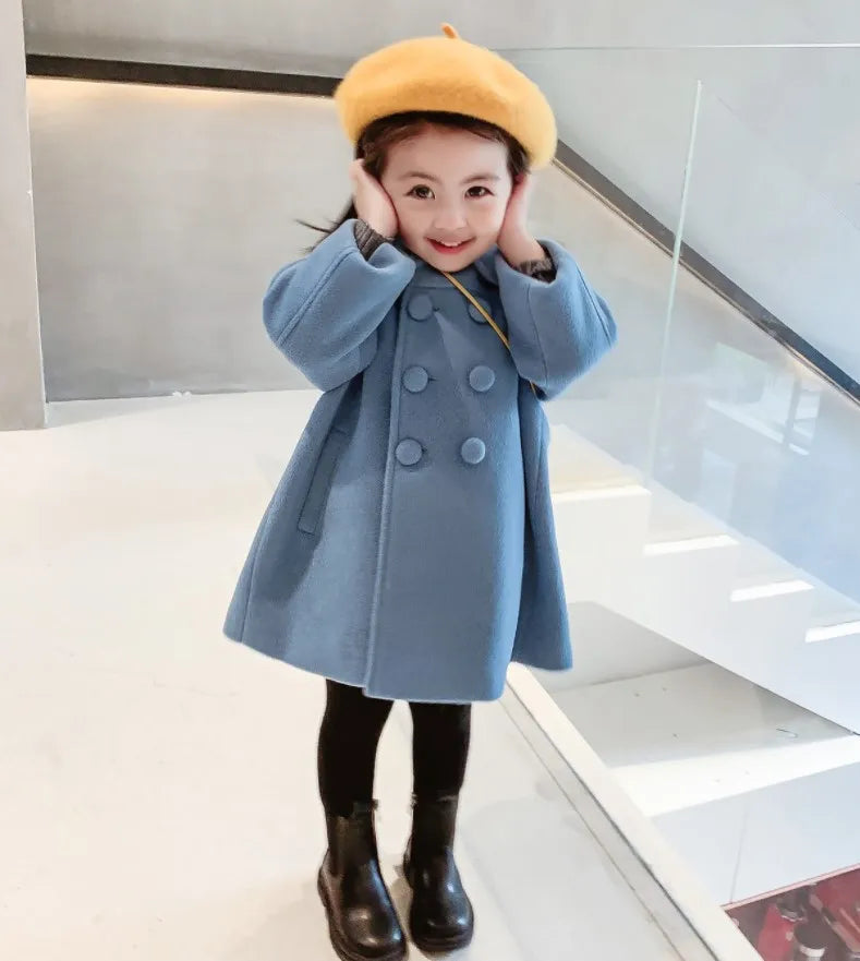 Winter Girl's Long Fashion Plus Cotton Coat 2024 Baby Girl Korean Style Thickened Double-breasted Coat Children Warm Jacket