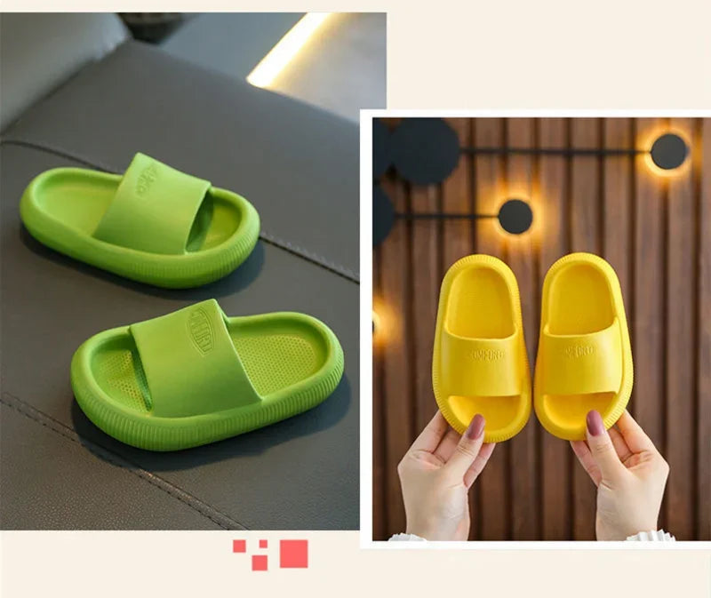 Summer Children Casual Slippers Solid Color Breathable Non-Slip Home Bathroom Beach Kids Soft Slippers Boys Girls Indoor Shoes