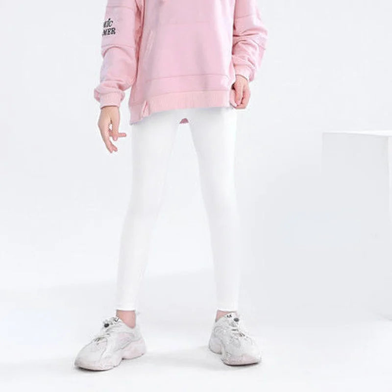 Autumn Solid Kid Leggings Girl Thin Tights Sweatpants 2+y Child Casual Ankle Length Pants Spring Toddler Skinny Cropped Trousers