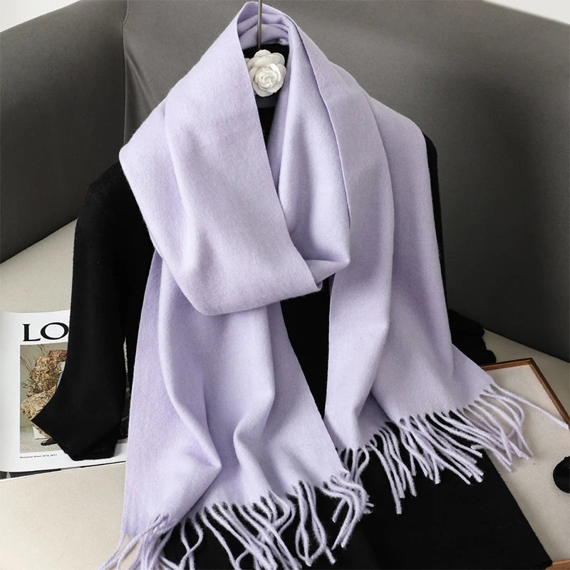 New 62 Color Winter Scarf For Women Long Warm Cashmere Scarves Hijab Solid Lady Shawl Wrap Female Pashmina Bandana Head Scarfs