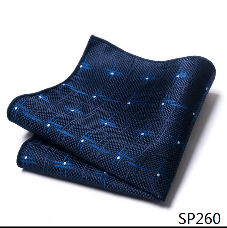 High Grade Brand Silk Kerchief Man Dark Blue Striped April Fool's Day Fit Formal Party Pocket Square Handkerchiefs Suit Hanky