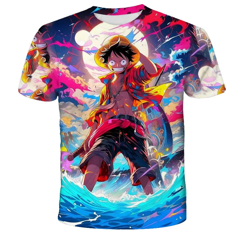 Japanese anime One Piece cartoon children's adult 3D printed top T-shirt One Piece boy cartoon cute top T-shirt