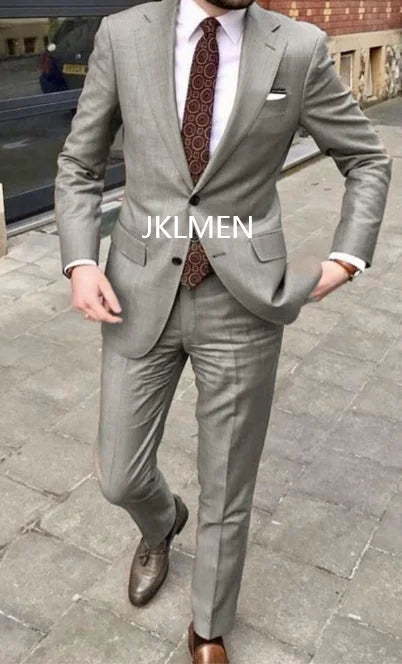 2025 Men's Suit   Handsome Casual 2 Piece Suit For Men Wedding Tuxedos Notched Lapel Groomsmen  Business  Prom Blazer