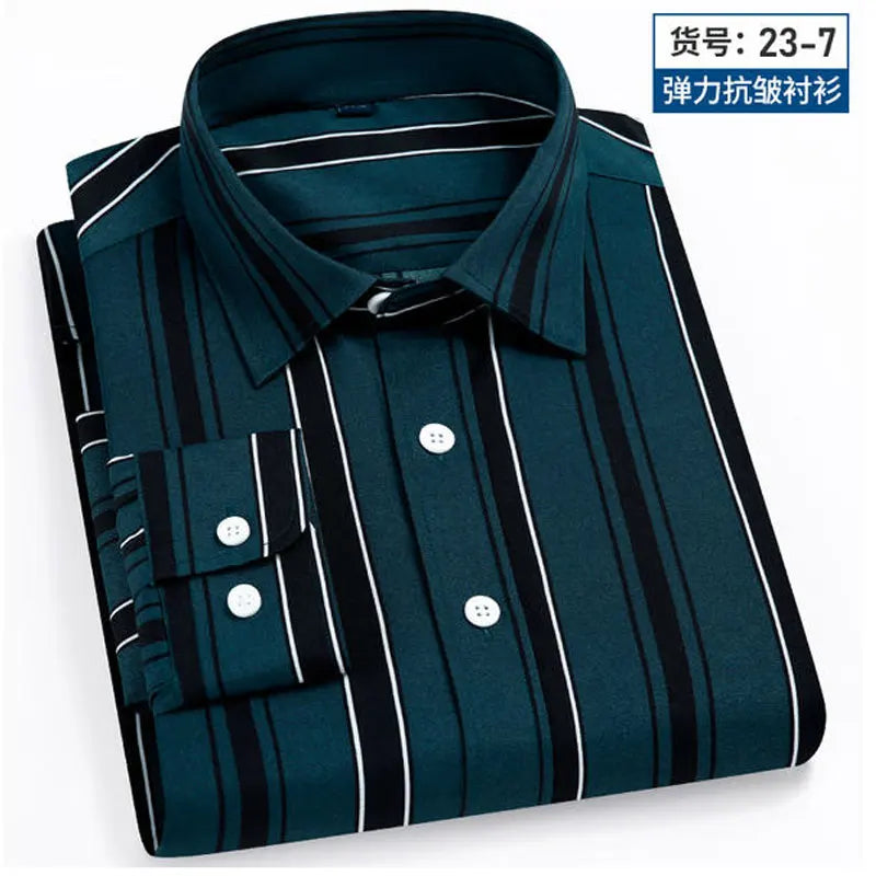 New men's shirt long sleeve spring and summer thin business casual wear fashion breathable slim print high quality plaid