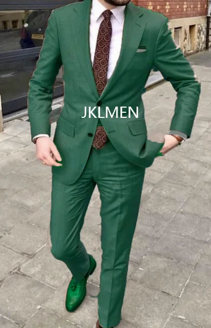 2025 Men's Suit   Handsome Casual 2 Piece Suit For Men Wedding Tuxedos Notched Lapel Groomsmen  Business  Prom Blazer