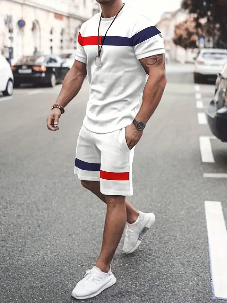 Summer Everyday Casual Men's T-shirt Shorts Set Urban Street Fashion Men's Short-sleeved Outdoor Sports Men's Shorts 3D Printing