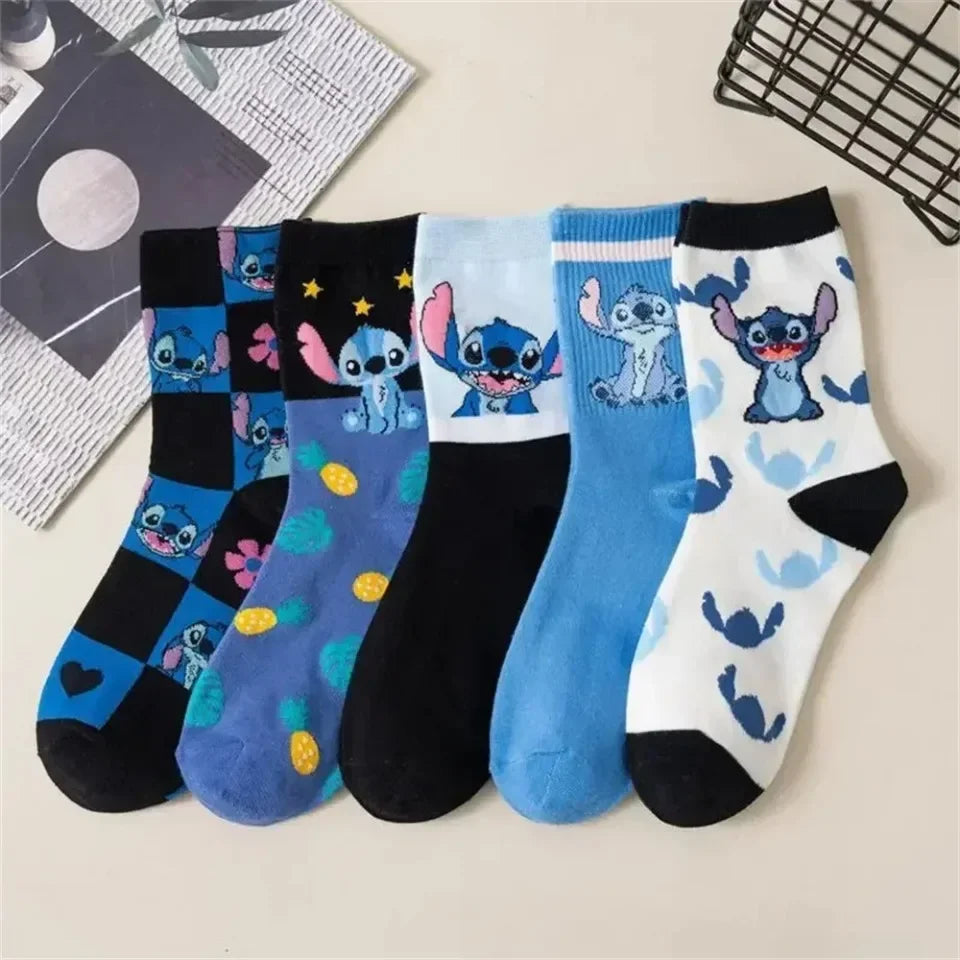 Stitch Disney Anime Lilo & Stitch Cotton Midtube Stockings Socks Cartoon Stitch Dolls Stockings Boys Girls Warm Sleep Socks Gift