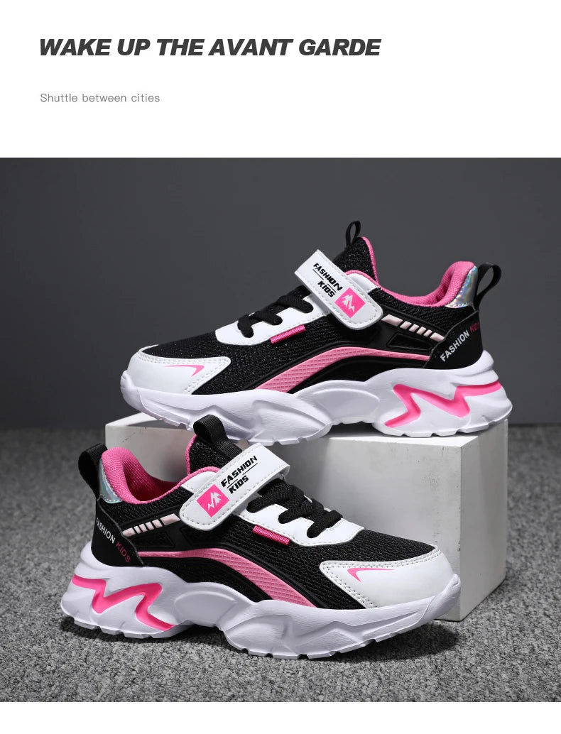 Kids Casual Pink Girls Shoe Outdoor Comfortable Running Shoes Sneakers Breathable Student's Children Boys Sport Walking Footwear