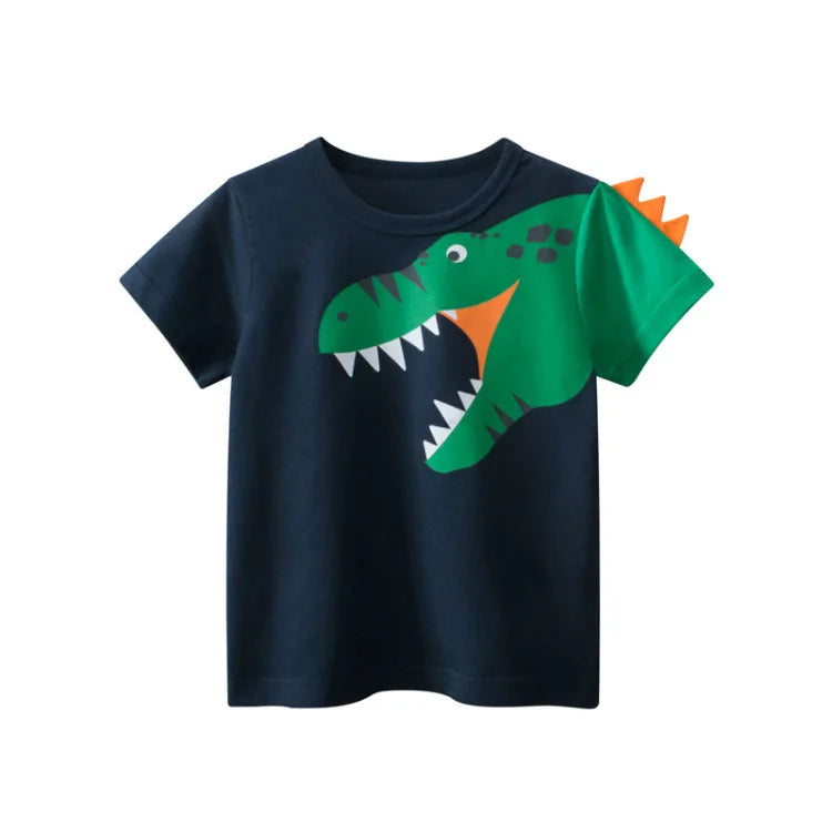 Children Short Sleeve T-shirts Korean Version Kids Clothing Boy Baby Cotton Tees 2-9 Years Summer Cartoon Tops