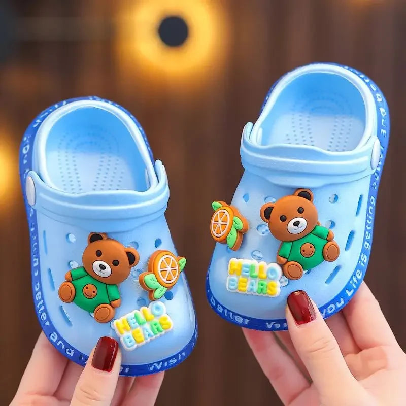 Children's Slippers Cute Cartoon Girls Boys with Soft Soles Baby Bags Perforated Shoes Home and Baby Sandals