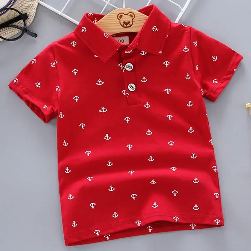 2025 Summer New Baby Kids Boys Fashion Breathable Print Short Sleeve Lapel Collar Cotton Shirt Tops Dropshipping