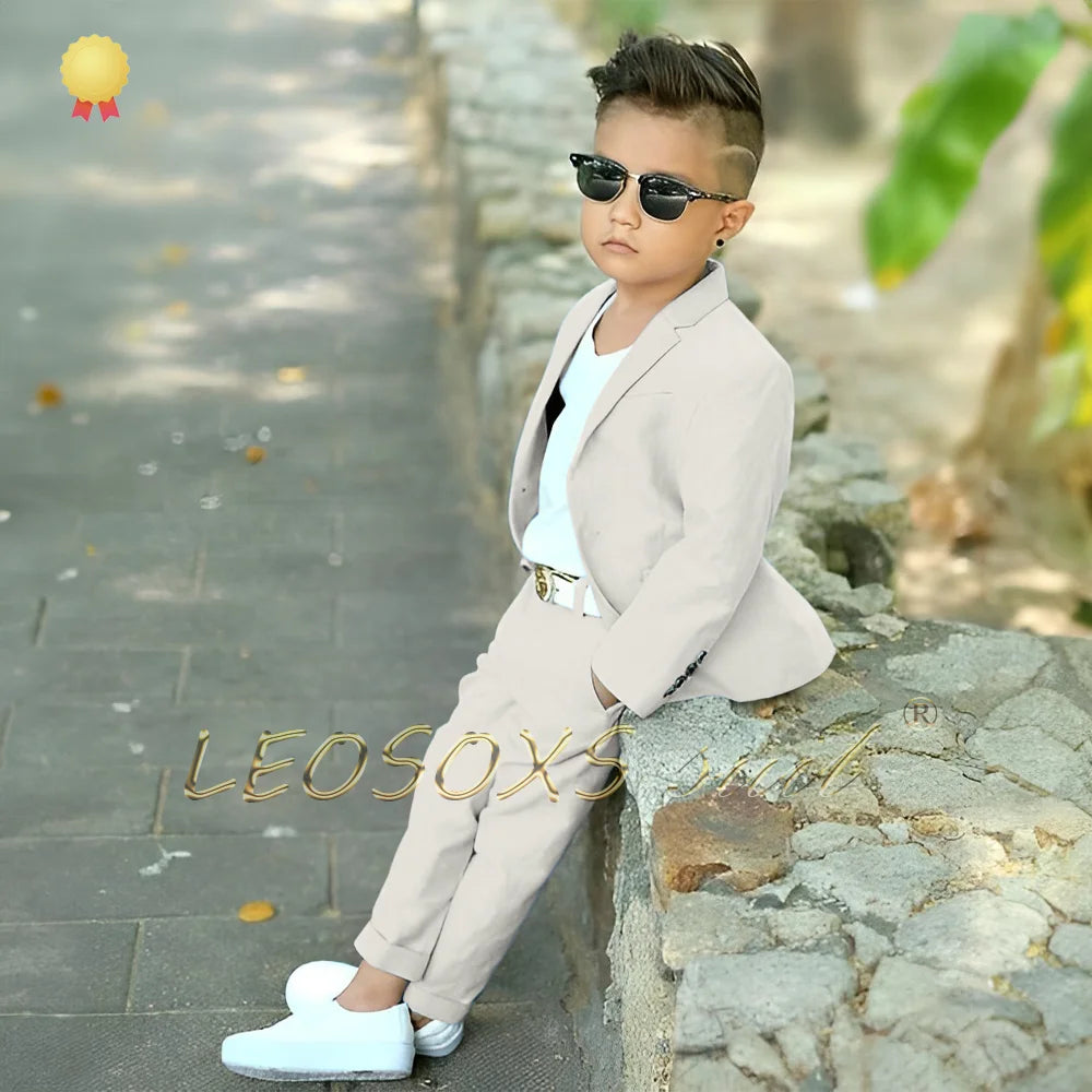 Kids suit 2-piece set (blazer + trousers) suitable for events, celebrations, parties, vacations, customized boys' suits