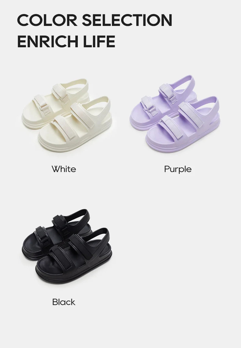 UTUNE Adjustable Women's Sandals Summer Comfortable Platform Shoes Beach Outside Slides Thick Sole Non-slip Slippers Flip Flops