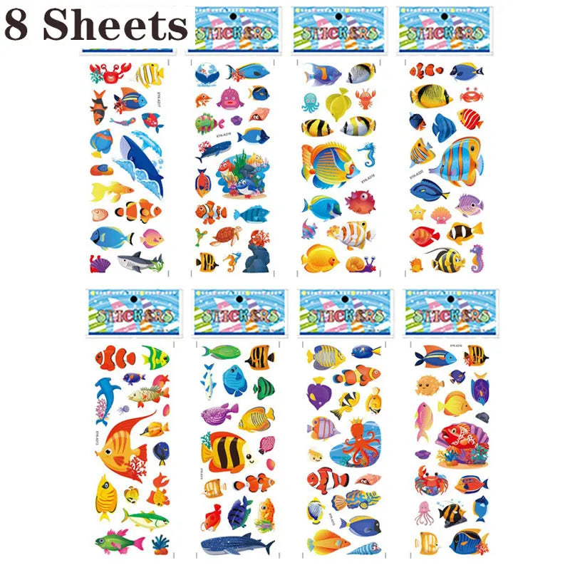 3D Stickers for Kids Toddlers 20/8 Different Sheets 3D Puffy Bulk Sticker Cartoon Education Classic Toy Children Boys Girl Gifts