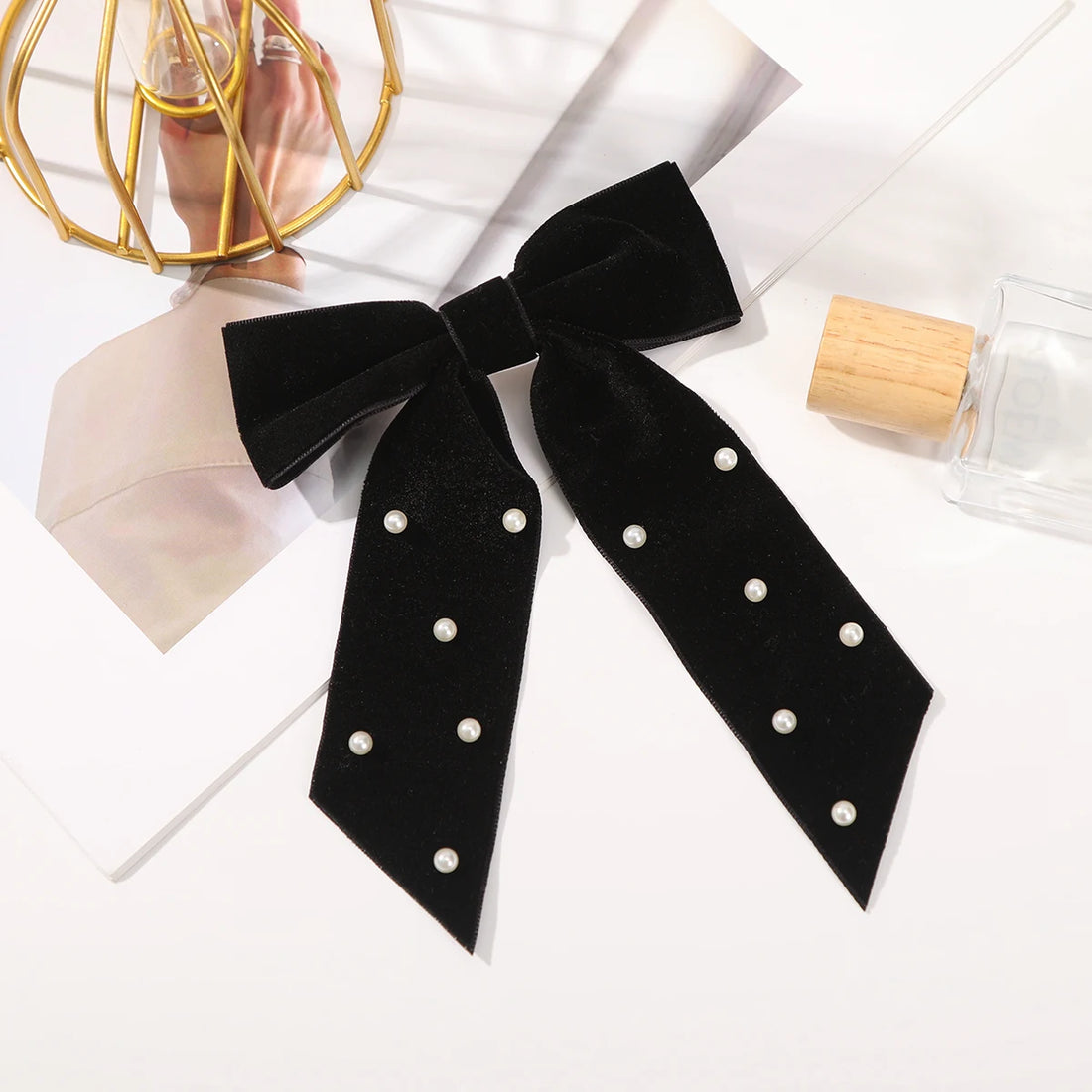 Bow Velvet Barrettes Women Temperament Ponytail Hairpin Hair Clip Girls Black Red Ribbon Hair Clip Fashion Hair Accessories