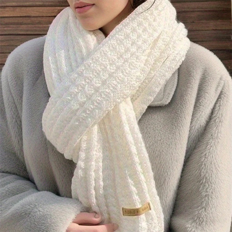 New Design Thick Knitted Scarf for Women Fashion Winter Warm Cashmere Scarves Neckercheif Lady Korean Style Neck Tie Bandana