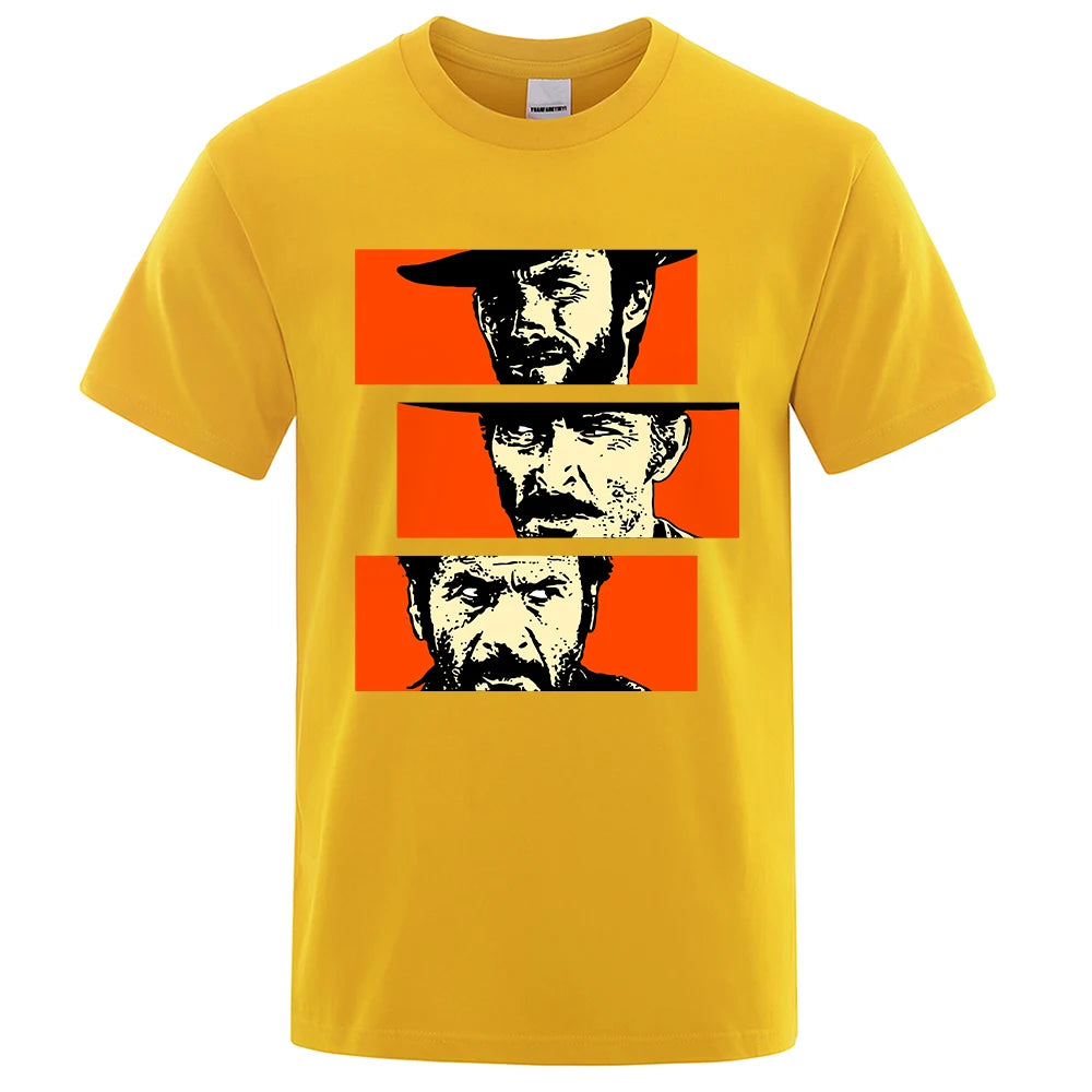 The Good the Bad and Ugly Blondie Angel Eyes Tuco Cowboy T Shirt  Men Women Il buono brutto cattivo Oversized Cotton Tee shirt