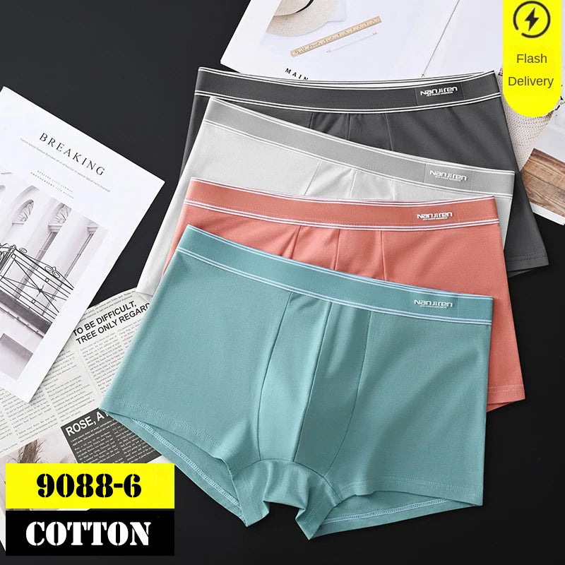 4Pcs Boxer Shorts Men's Underwear Sexy Panties Cotton Boxers Man Underpants Male Shorts Homme U Convex Lingerie Free Shipping