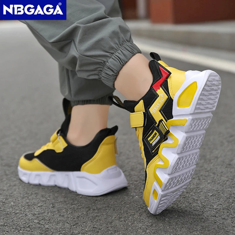 Cartoon Children's Sneakers Kids Fashion Boys Non-slip Casual Shoes Outdoor Breathable Student Walking Running Sneaker Yellow