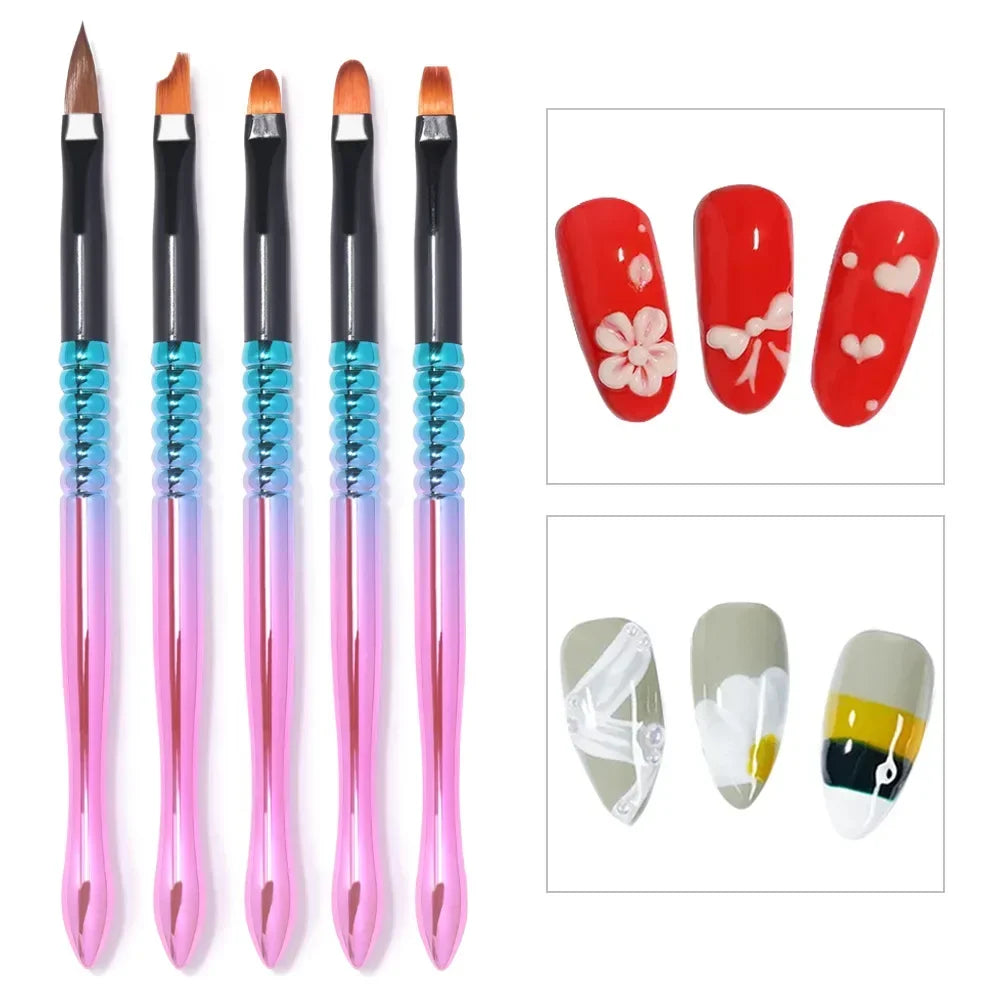 5/20Pcs Nail Art Brush Design Tip Painting Drawing Carving Dotting Pen Professional Nail Brushes Set Nail Art Manicure Tools