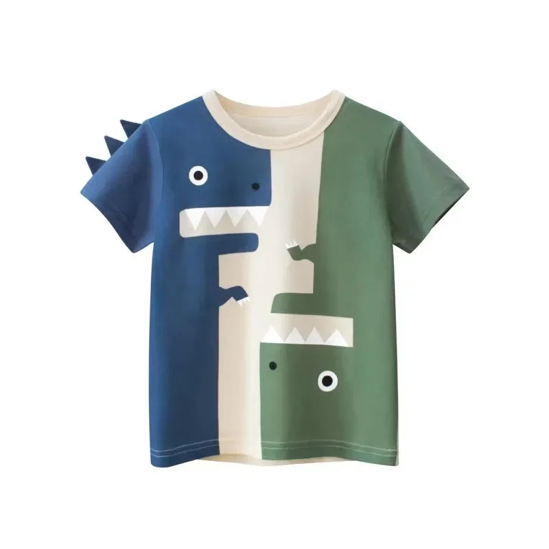 2025 Summer Brand New Cartoon Print T Shirt Boys Children's Short Sleeve O-Neck Cotton Tee Shirt Kids Tops 2-10Y Dropship