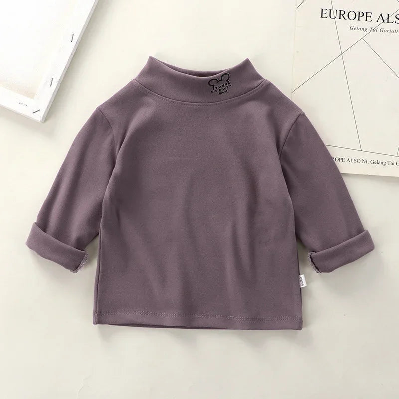 Baby Tops Children Turtleneck Bottoming Shirt for Boys Girls Long Sleeve T Shirts Warm Casual Kids Pullover Child Clothing 2023