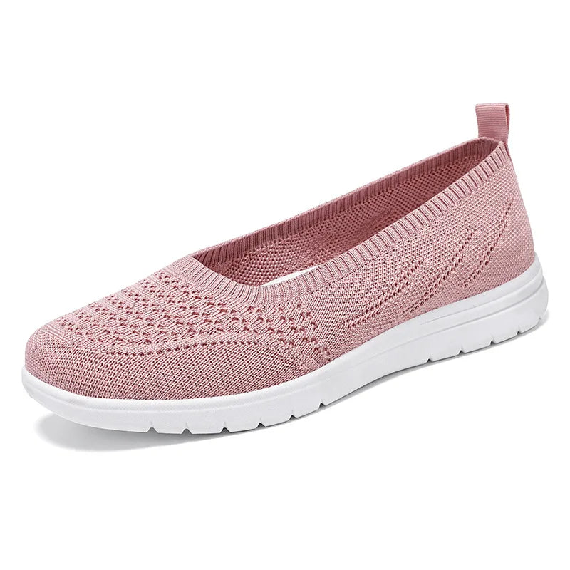 Women's Slip On Solid Color Shoes Summer Fashion Mesh Breathable Casual Shoes Walking Non Slip Platform Sandals Flats Loafers