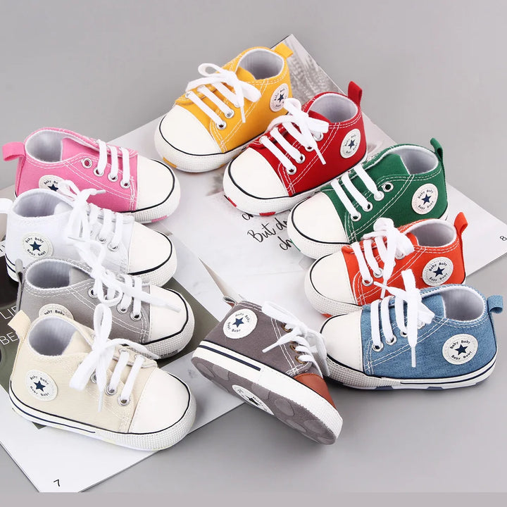 New Baby Shoes Boys Girls Classic Canvas Casual Sneakers Newborn First Walker Toddler Soft Sole Non-Slip Walking Shoes D2486