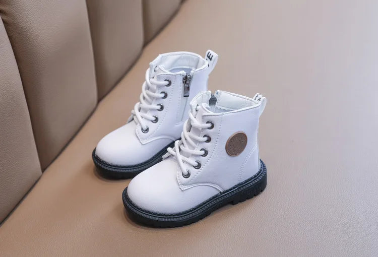 Four Seasons Child Shoes Short Ankle Snow Boots Kid Sports Boot Boy Girl Shoe Fashion Soft PU Leather Warm Toddlers Big Kid Boot