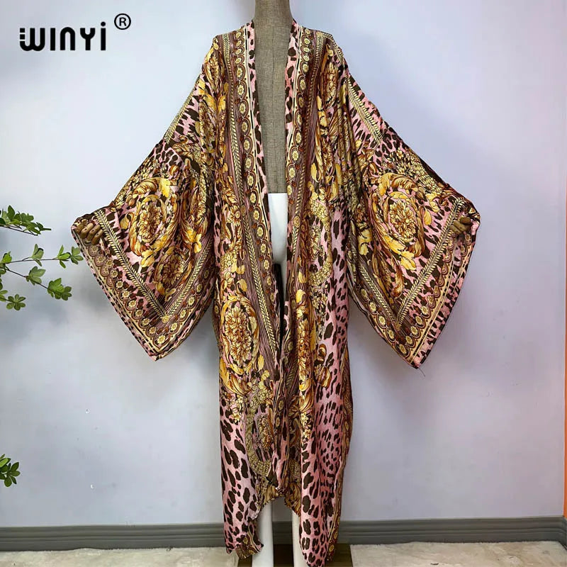 vestido longo Women Cardigan robe Cocktail sexcy Boho Maxi African Holiday Batwing Sleeve Silk Robe