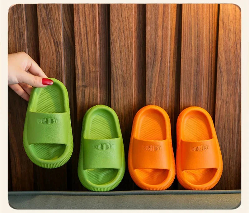 Summer Children Casual Slippers Solid Color Breathable Non-Slip Home Bathroom Beach Kids Soft Slippers Boys Girls Indoor Shoes