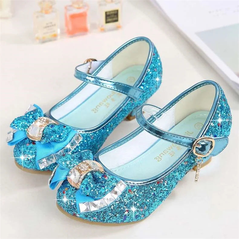 10 Colors Children Princess Sandals Kids Girls Wedding Shoes High Heels Dress Shoes Bowtie Gold Pink Blue Silver Shoes For Girls