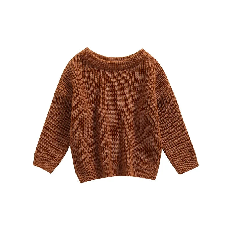 Suefunskry Newborn Baby Girl Boy Knitted Long Sleeve Autumn Winter Sweater Solid Loose Pullover Casual Tops Kids Clothes 3M-5Y