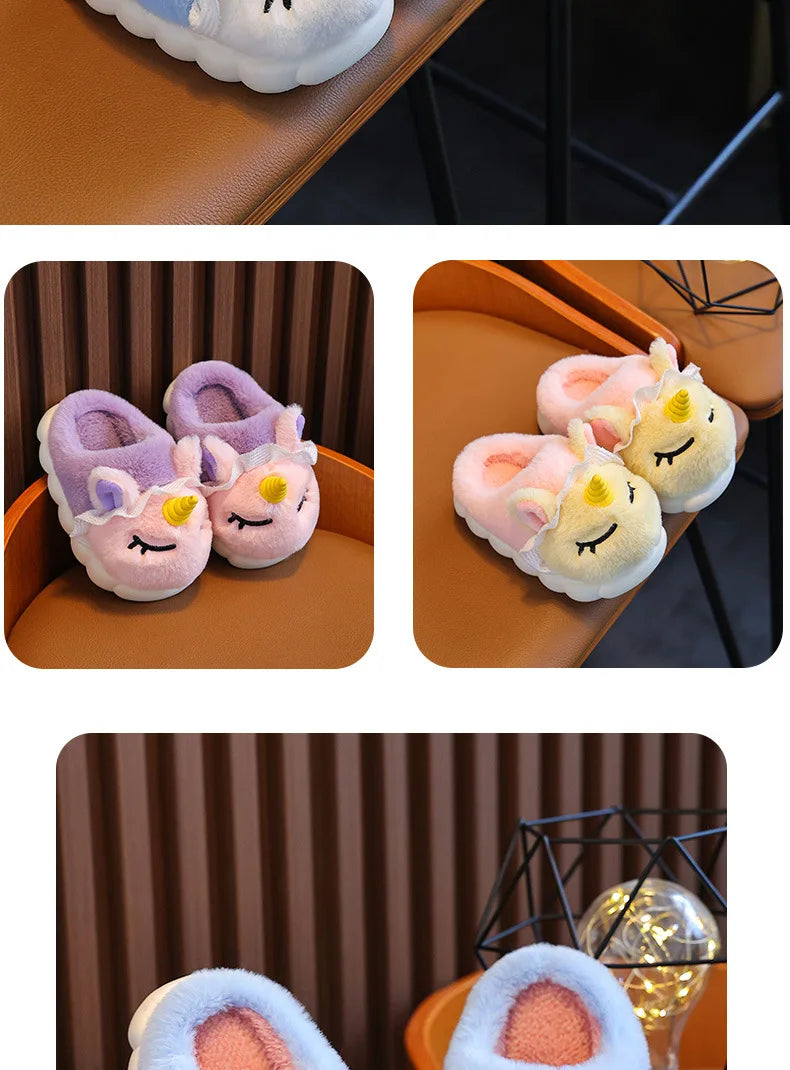 2024 autumn and winter children's cotton shoes cute boys and girls parent-child home indoor anti slip and warm baby cotton shoes