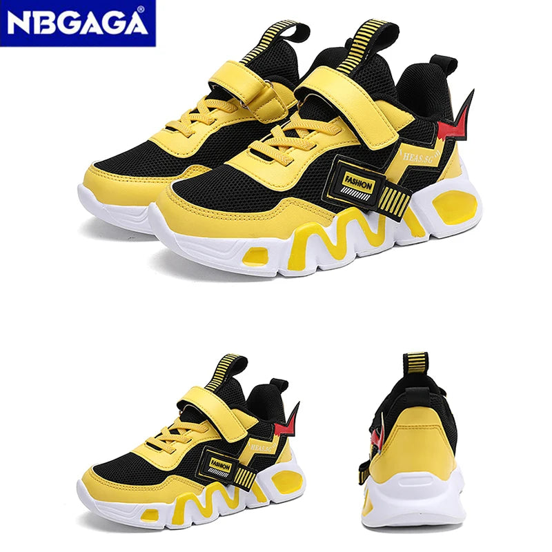 Cartoon Children's Sneakers Kids Fashion Boys Non-slip Casual Shoes Outdoor Breathable Student Walking Running Sneaker Yellow