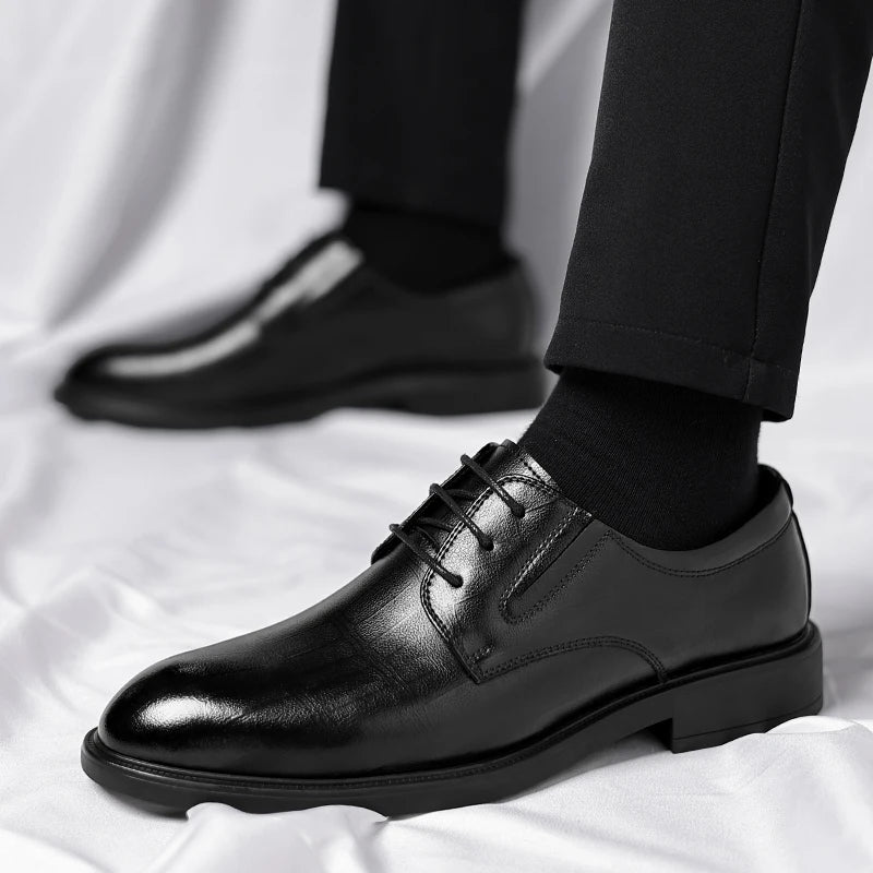 3/6/8 CM Elevator Shoes Men Dress Shoes Black Soft Leather Men Heighten Formal Shoes Casual Business Men Oxfords Suit Shoes