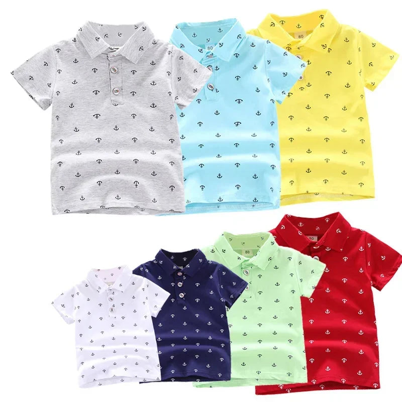 2025 Summer New Baby Kids Boys Fashion Breathable Print Short Sleeve Lapel Collar Cotton Shirt Tops Dropshipping