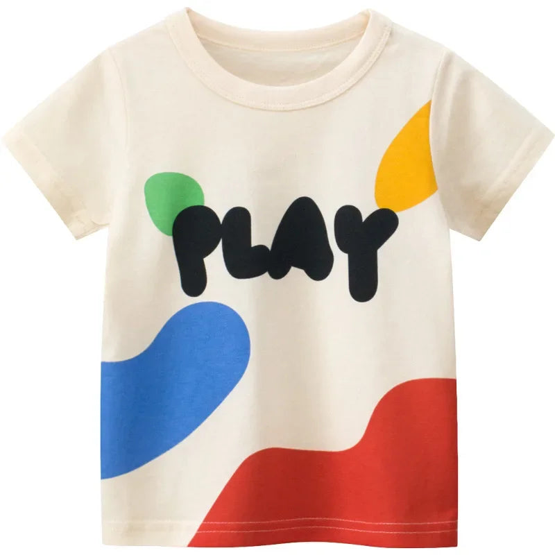 2-8T Toddler Kid Baby Boys Girls Clothes Summer Cotton T Shirt Short Sleeve Graffiti Print tshirt Children Top Infant Outfit