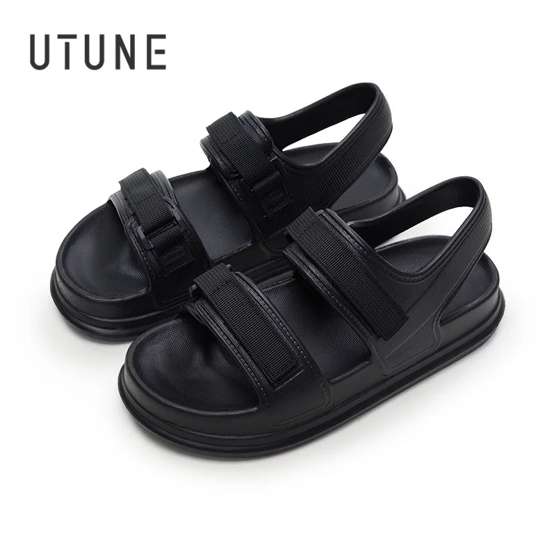 UTUNE Adjustable Women's Sandals Summer Comfortable Platform Shoes Beach Outside Slides Thick Sole Non-slip Slippers Flip Flops