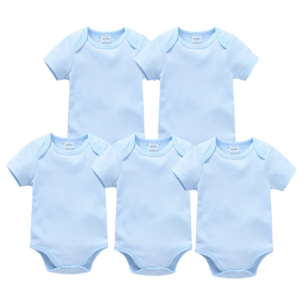 Kavkas 3PCS 5PCS Baby Boys Girls Clothes Solid White Short Sleeve Cotton Baby Bodysuits body bebe 0-24 months Newborn Jumpsuit