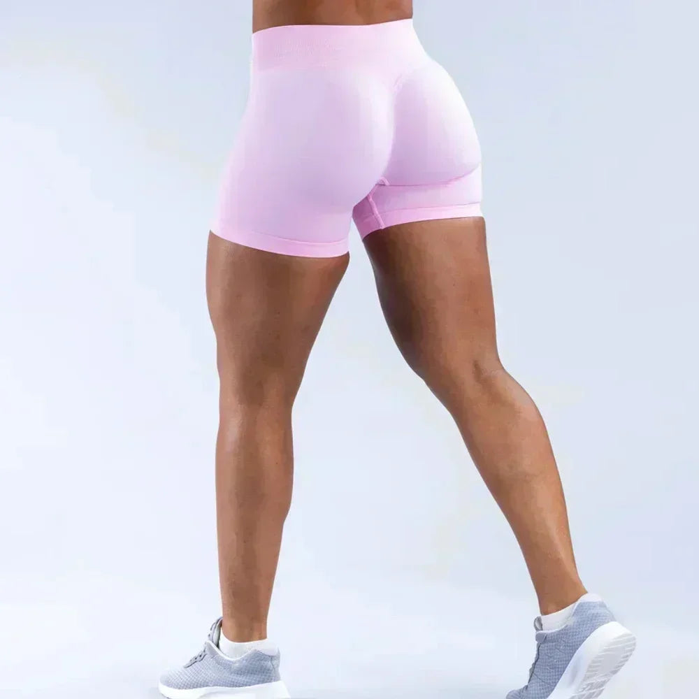 Impact Shorts 4.5" With Logo Low Ribbed Band Yoga Shorts Seamless Scrunch Bum Workout Gym Shorts Yoga Booty Running Short Pants