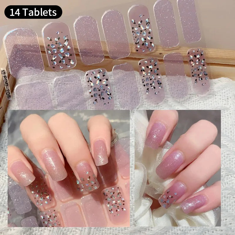 Full Cover Nail Stickers Fashion Nail Polish Nail Decoration Sparkling Glitter Self Adhesive Manicure Designer Nail Art Sticker