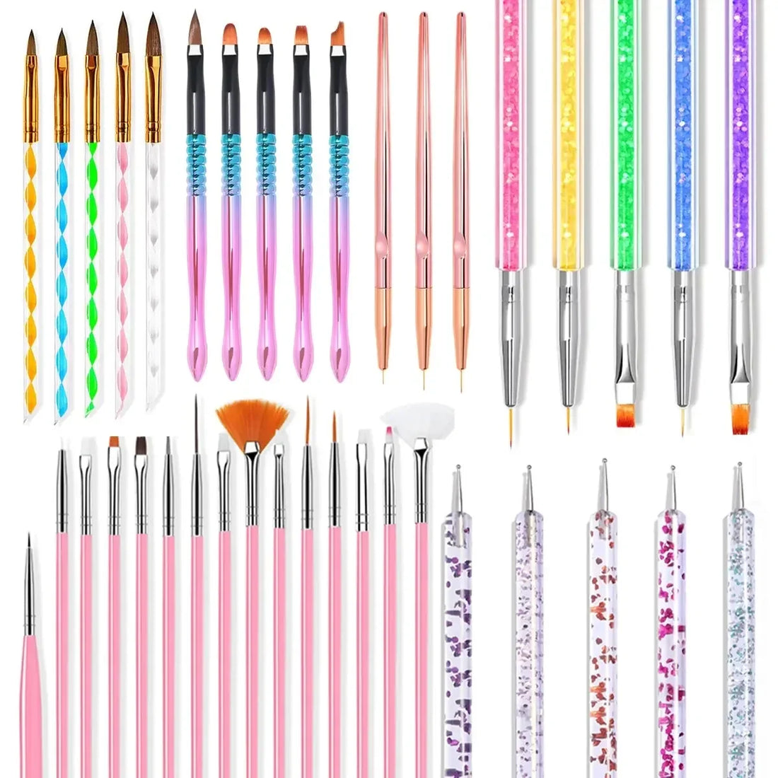 5/20Pcs Nail Art Brush Design Tip Painting Drawing Carving Dotting Pen Professional Nail Brushes Set Nail Art Manicure Tools