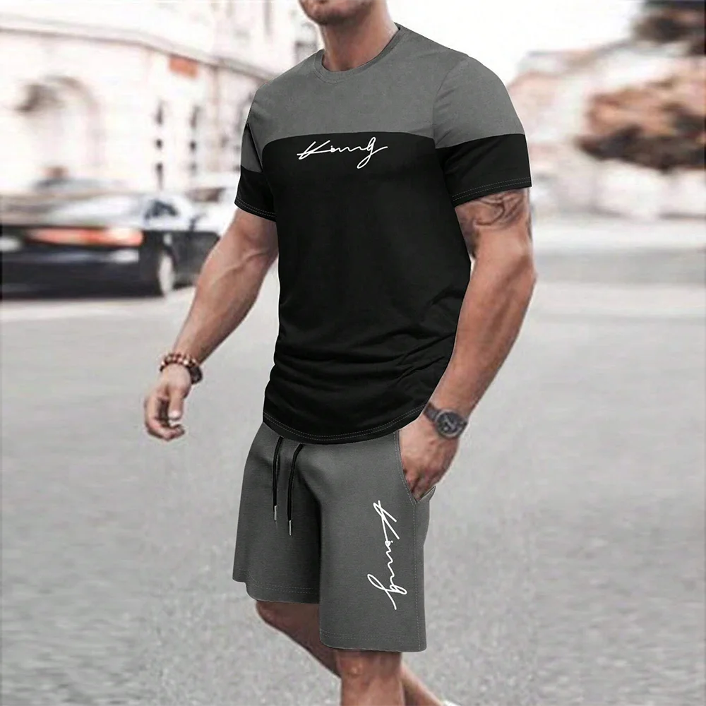 Trendy Summer Casual Also Suitable For Sports Shorts Short Sleeved 2024 New Men S Oversized Loose Quick Drying Summer Suit