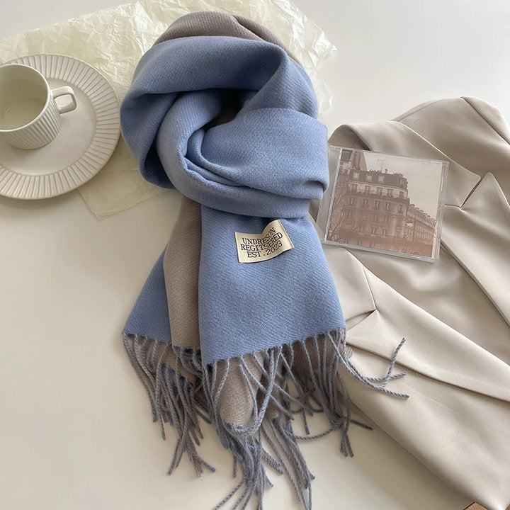 2025 New Fashion Cashmere Scarf Warm Winter for Women Korean Style Knitted Solid Color Double Sided Wraps Neckerchief