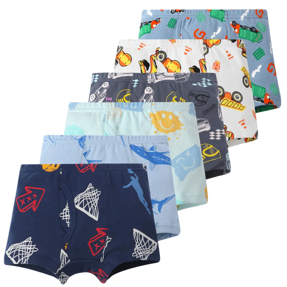 6 Pcs Baby Toddler Boys' Underwear,  100% Cotton Little Boys Briefs Soft Dinosaur Truck Boxer Briefs