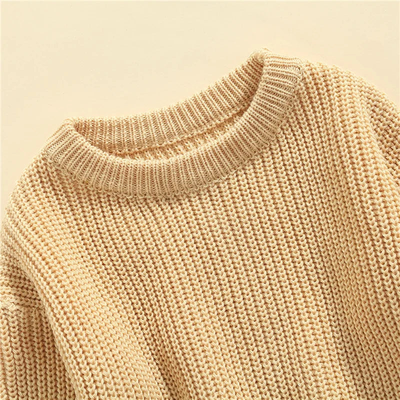 Newest Newborn Baby Girl Boy Knitted Long Sleeve Autumn Winter Sweater Solid Loose Pullover Casual Tops Kids Clothes 3M-5Y