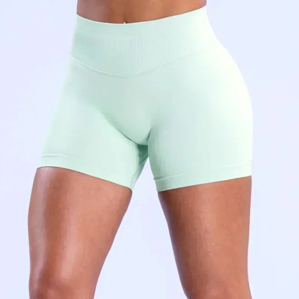 Impact Shorts 4.5" With Logo Low Ribbed Band Yoga Shorts Seamless Scrunch Bum Workout Gym Shorts Yoga Booty Running Short Pants