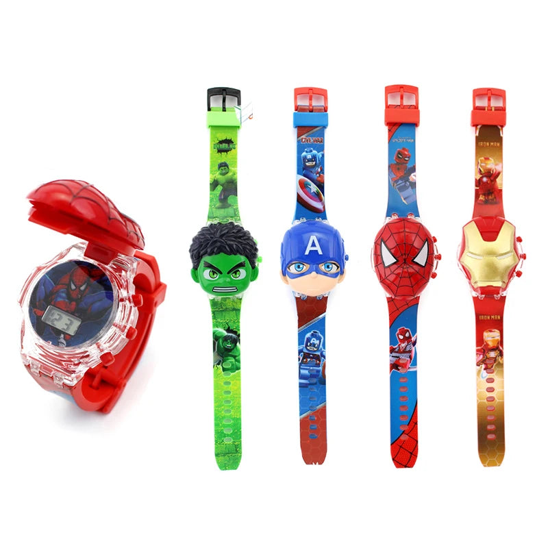 Luminous Cartoon Children's Watches Boys Colorful Flash Light with Music Super Hero Kids Watch Party Gift Wristwatch Clock